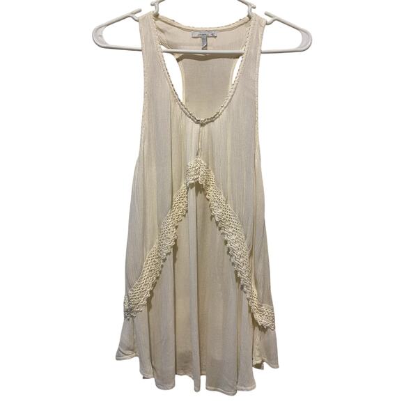 O’Neill Racerback Tank Top Medium Cream White Lace Flowy Cottage Boho Beachy - Picture 8 of 8